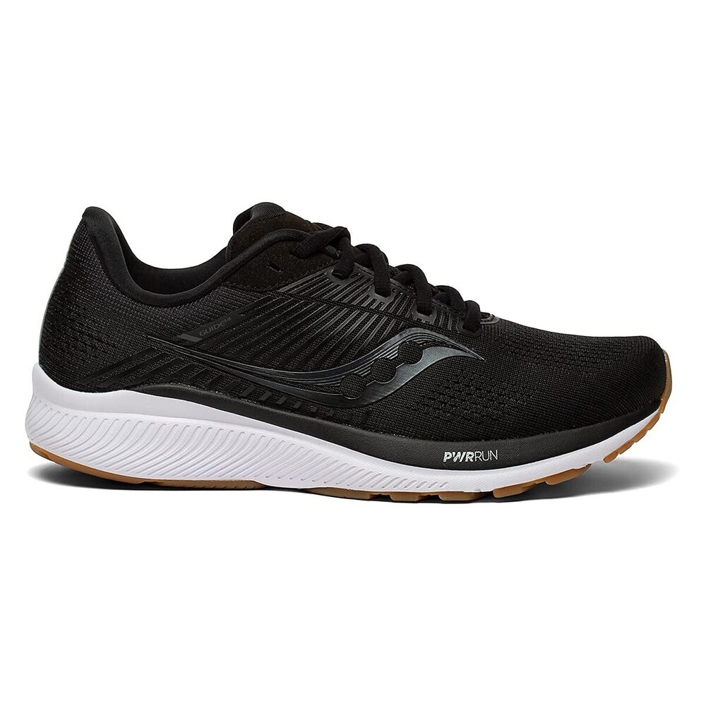 SAUCONY WOMEN'S GUIDE 14 RUNNING SHOE, BLACK/GUM, 5